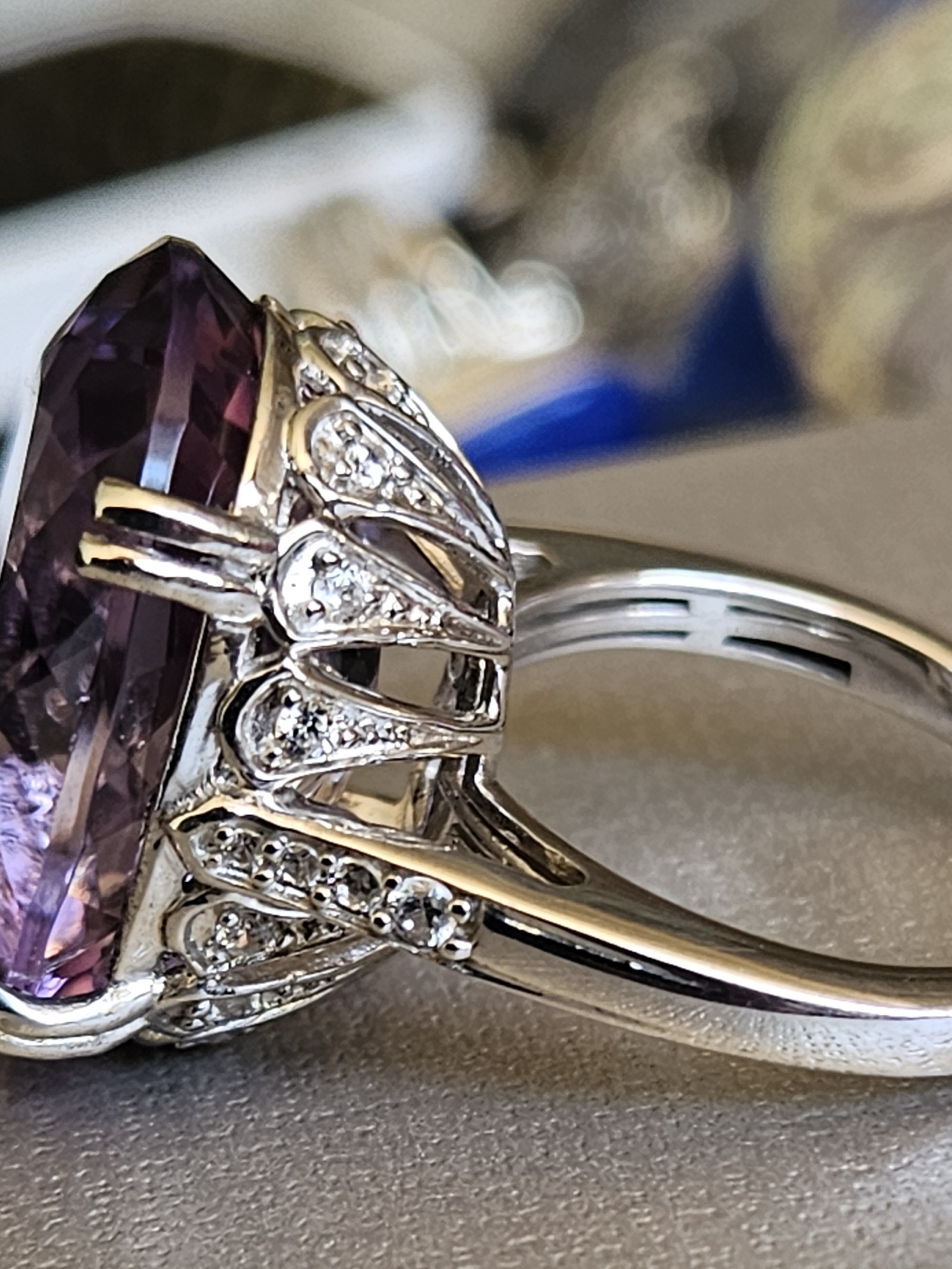 23ct Rose De France Amethyst, White Zircon Majesty Ring